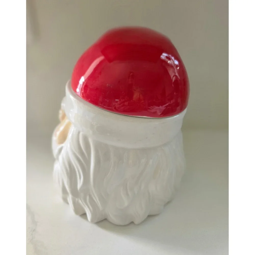 Member's Mark Santa Claus Head Ceramic Cookie Jar Christmas Holiday‎ Decor Red